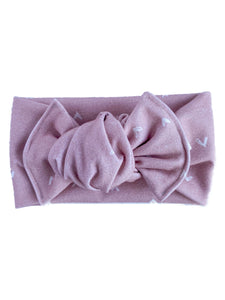 Pink Hearts | Knot Bow Headwrap