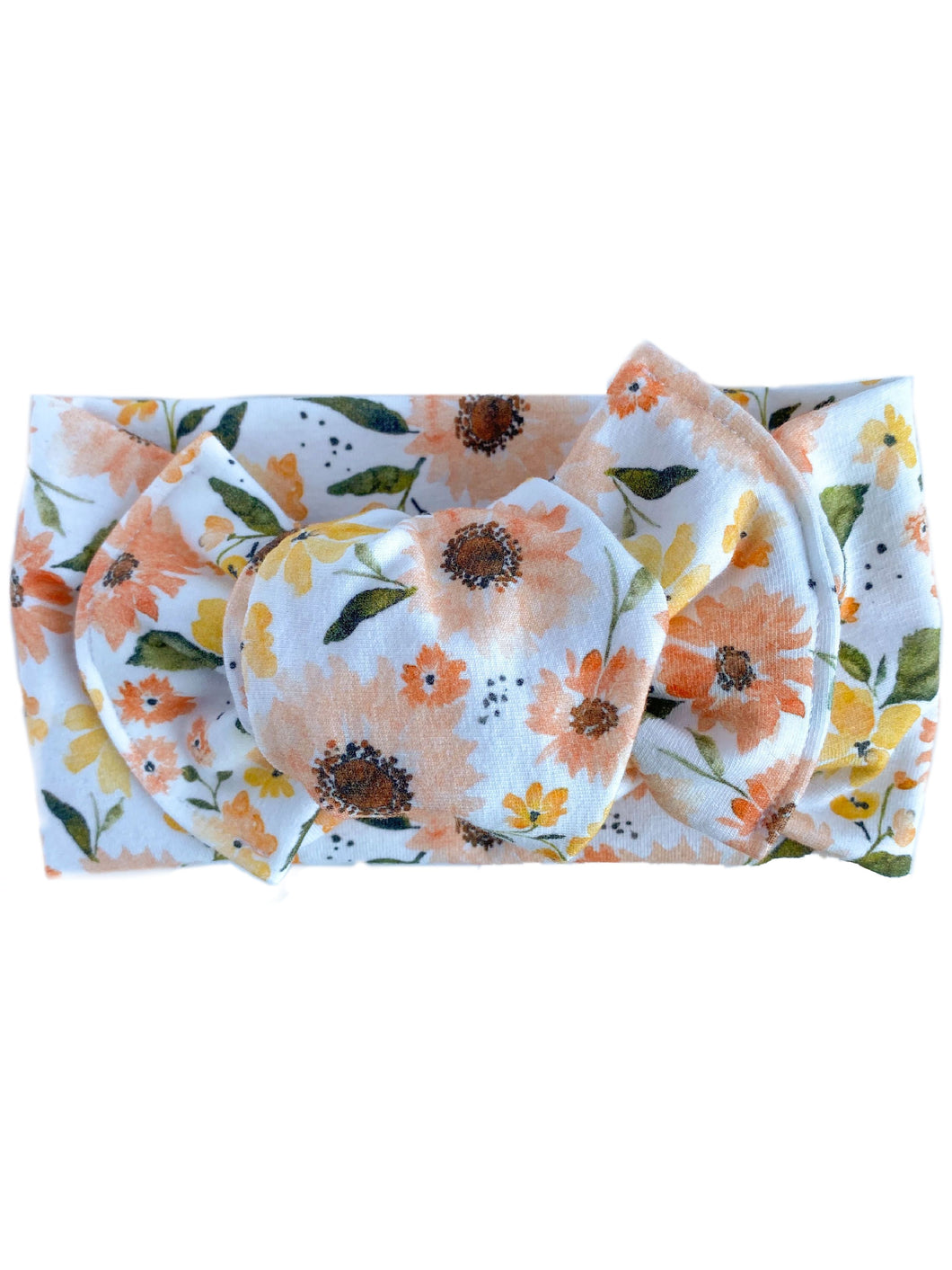 Peachy Sunflower | Knot Bow Headwrap