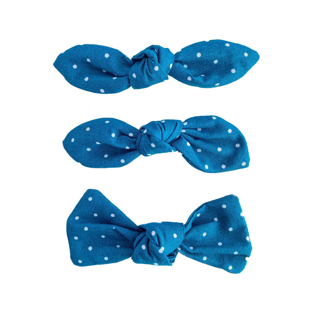 Blue Polka Dots| Knot Bow